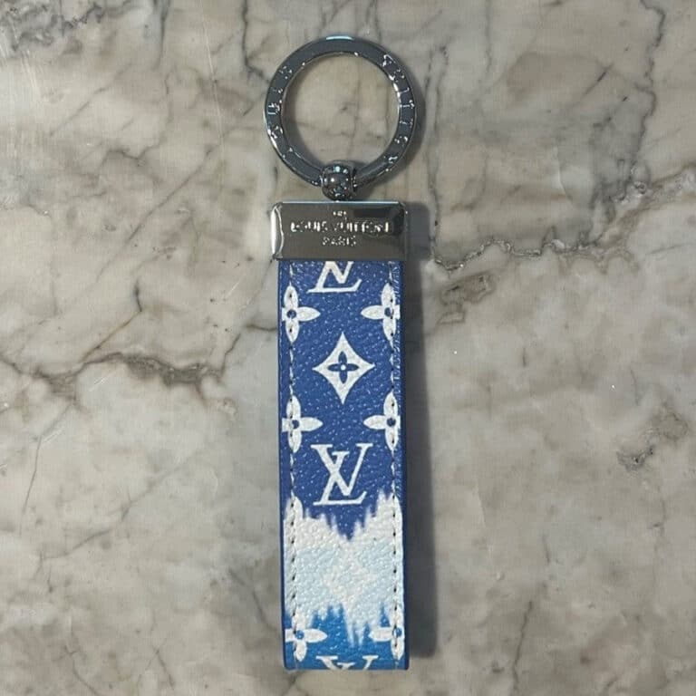 Keychain Blue Tie-Dye LV Leather Keychain