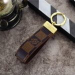 Keychain Brown Grid Leather Keychain