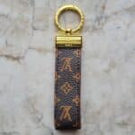 Keychain Brown Monogram Leather Keychain - Small Print