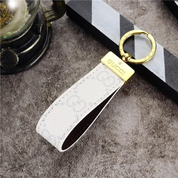 Keychain White GG Leather Keychain