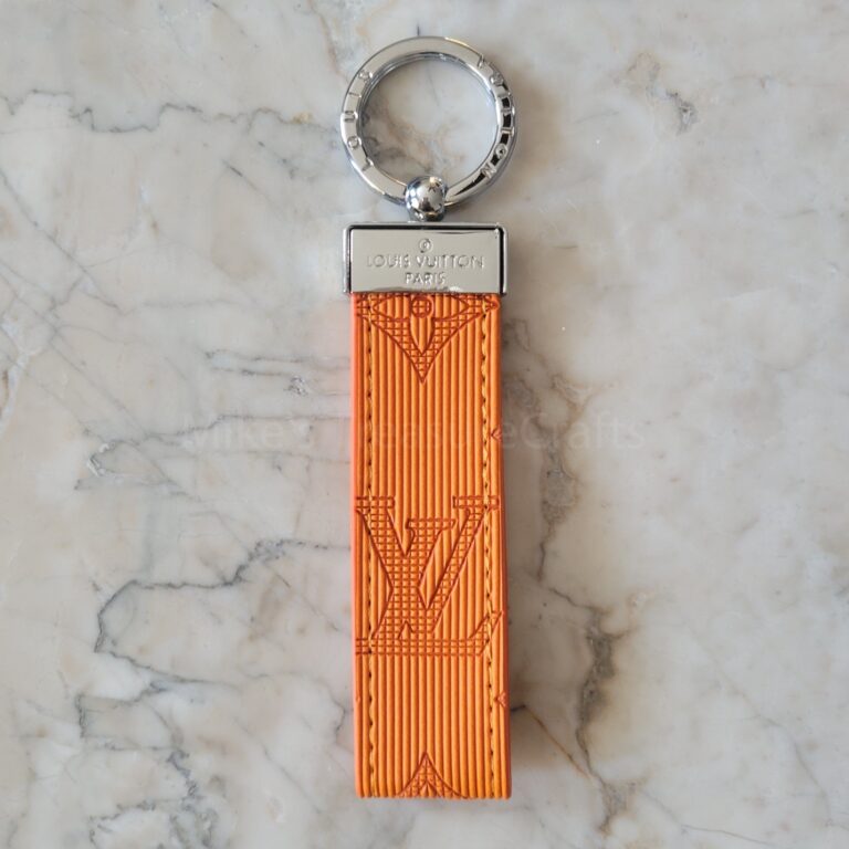Keychain Orange Emboss LV Leather Keychain