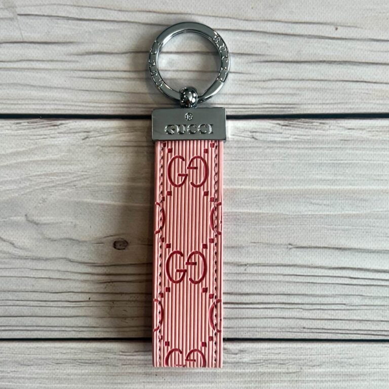 Keychain Pink Emboss GG Leather Keychain