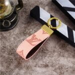Keychain Pink Emboss LV Leather Keychain