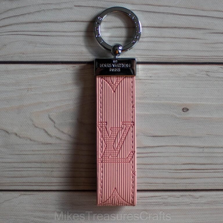 Pink Emboss LV Leather Keychain - MikesTreasuresCrafts