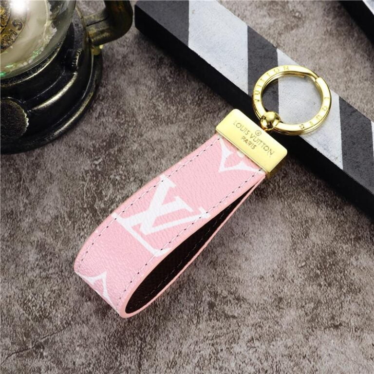 Keychain Pink Monogram Leather Keychain