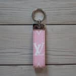 Pink Monogram Leather Keychain - MikesTreasuresCrafts