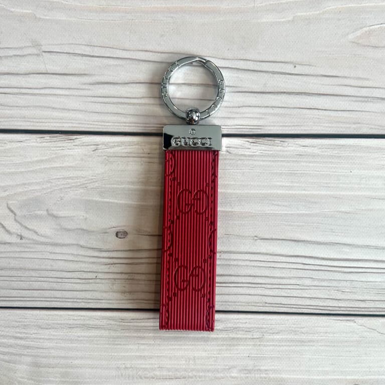 Keychain Red Emboss GG Leather Keychain