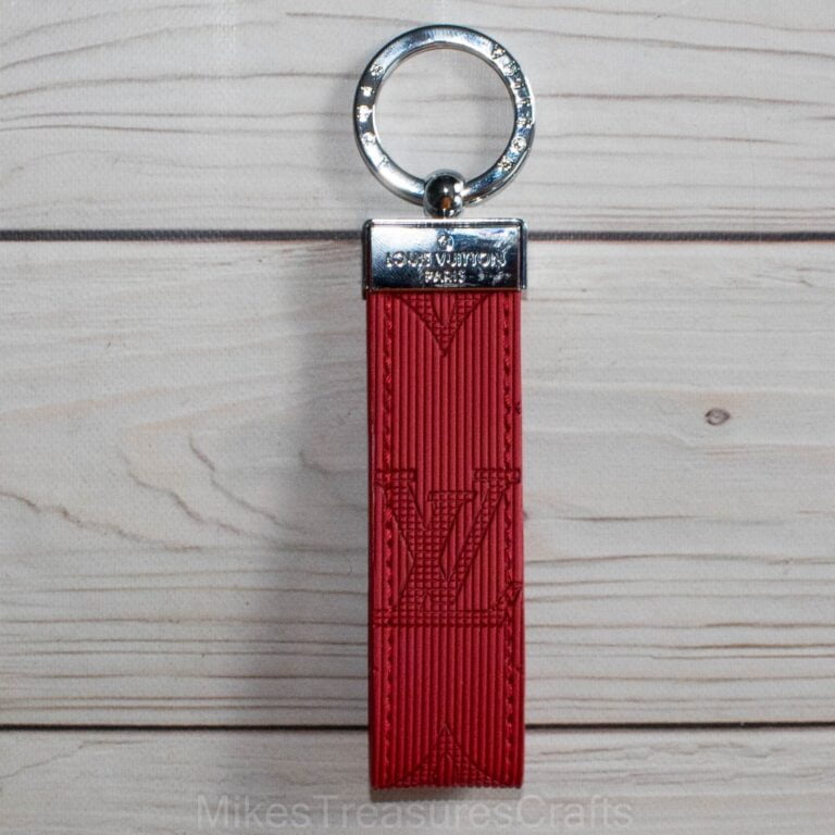 Red Emboss LV Leather Keychain - MikesTreasuresCrafts
