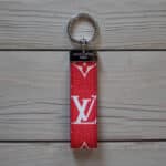 Red Monogram Leather Keychain - MikesTreasuresCrafts