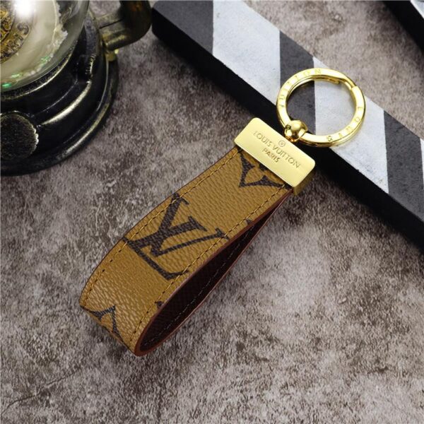 Keychain Tan Monogram Leather Keychain