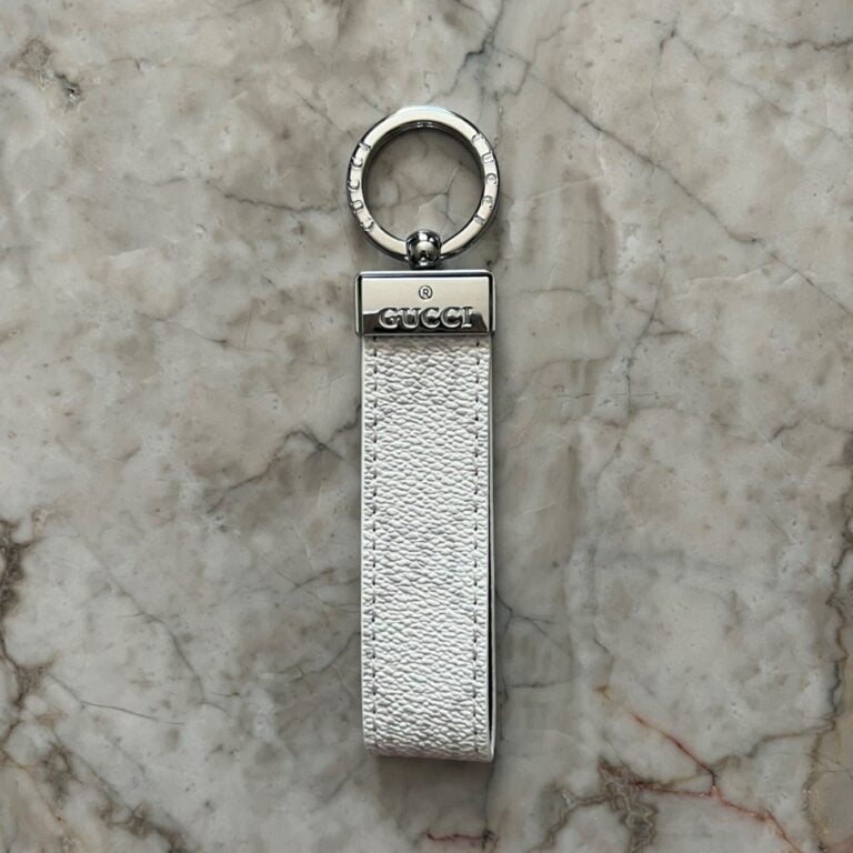 Keychain White GG Leather Keychain