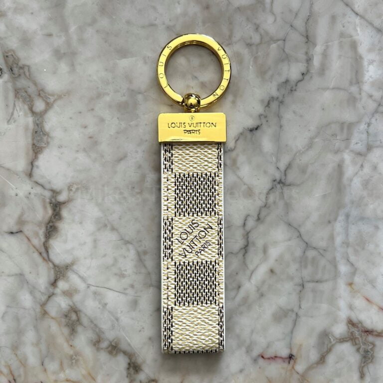 Keychain White Grid Leather Keychain