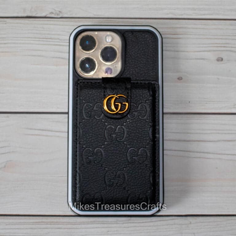 Black Emboss GG Wallet iPhone Case - MikesTreasuresCrafts