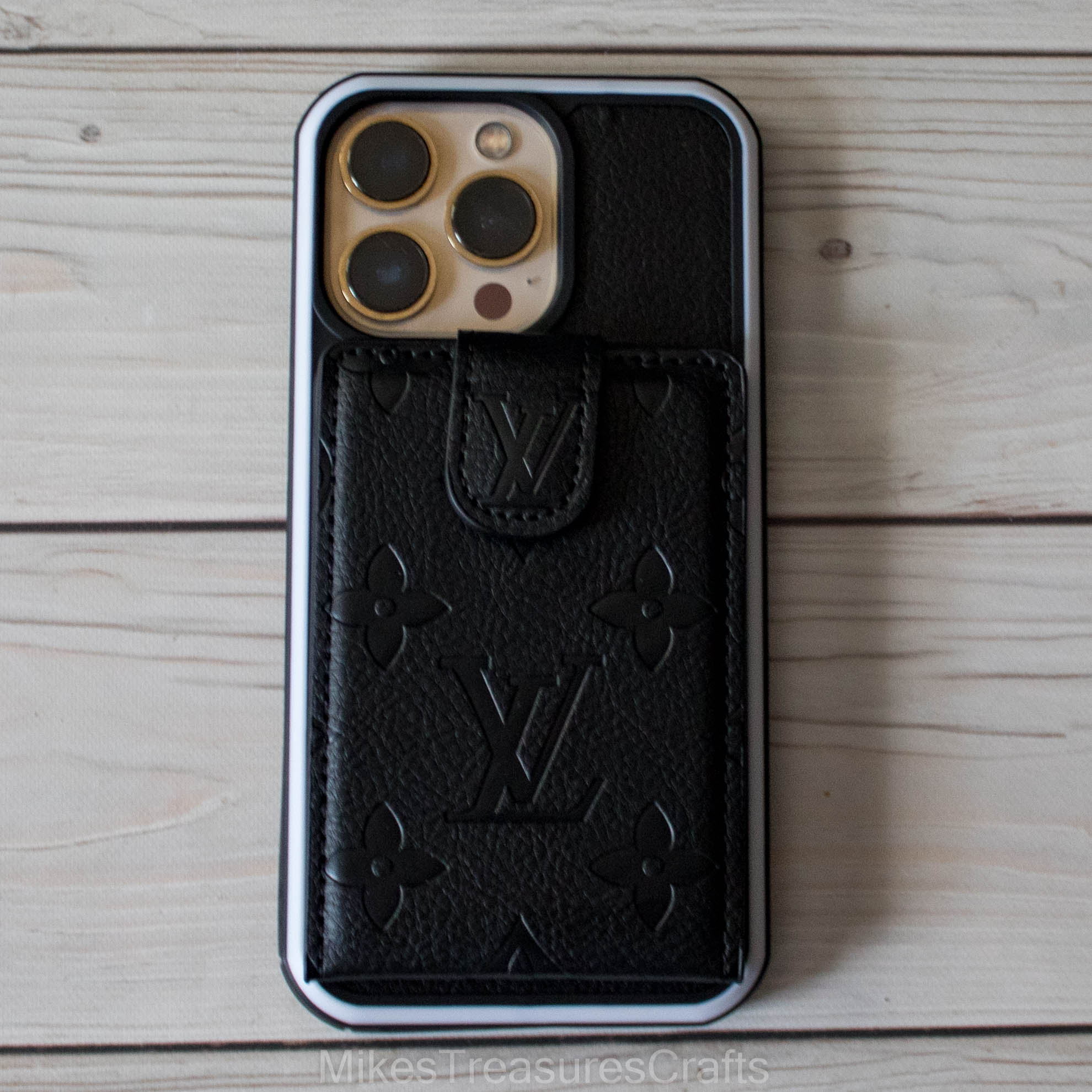 Black Emboss LV Wallet iPhone Case - iPhone 12 / 12 Pro