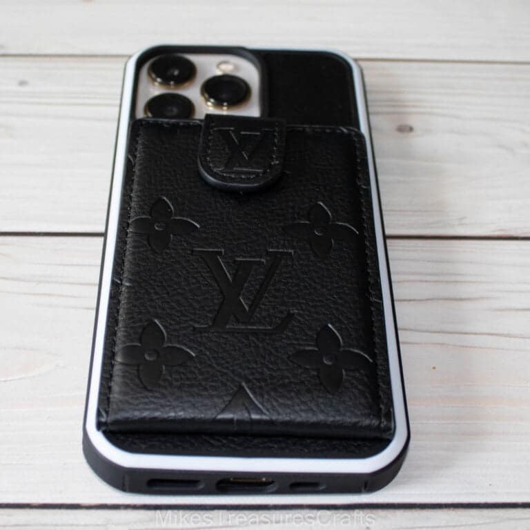 Black Emboss LV Wallet iPhone Case - MikesTreasuresCrafts