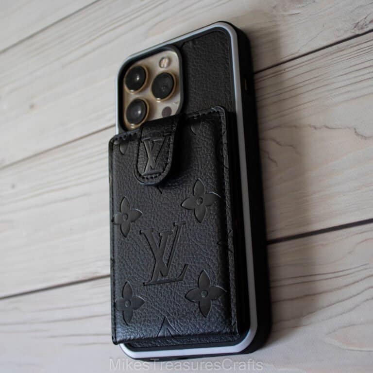 Black Emboss LV Wallet iPhone Case - MikesTreasuresCrafts