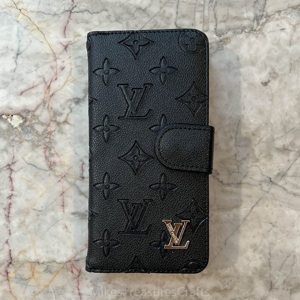 Black Emboss LV Universal Wallet Phone Case MikesTreasuresCrafts