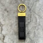 Keychain Black Grid Leather Keychain