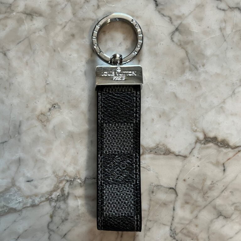 Keychain Black Grid Leather Keychain