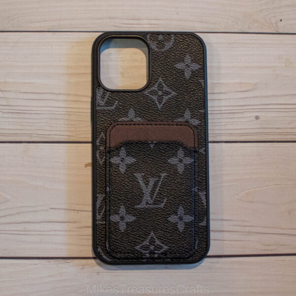 Black Monogram Card Slot iPhone Case - MikesTreasuresCrafts