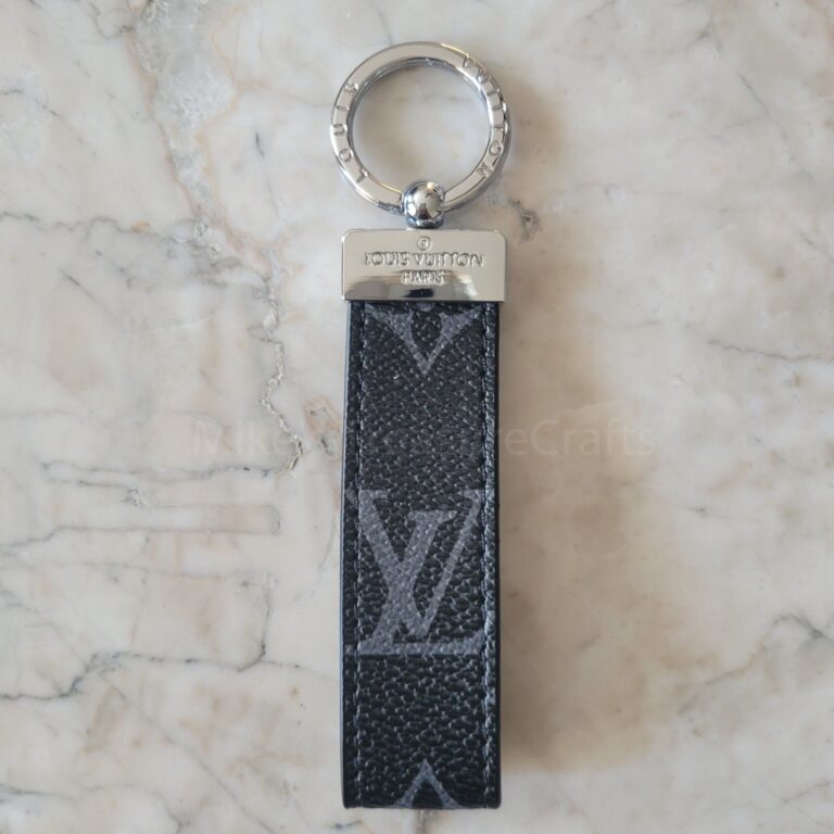 Keychain Black Monogram Leather Keychain