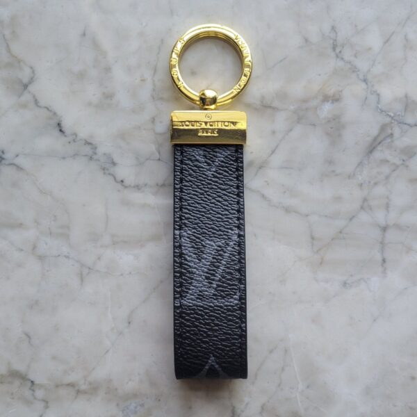 Keychain Black Monogram Leather Keychain