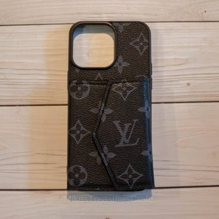 Black Monogram Rear Wallet iPhone Case - MikesTreasuresCrafts